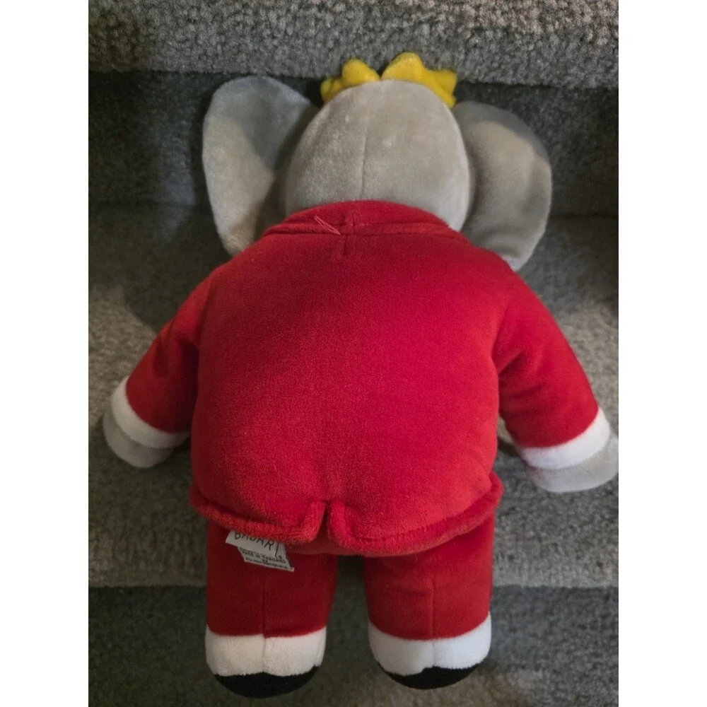 Gund Babar Elephant King Plush Stuffed Toy Red Suit Velour Vintage 14 Inch 1988